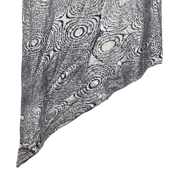 Bryn Walker Top Medium Silver Metallic Print Asymmetrical Hem Shirt Tunic - Picture 5 of 11